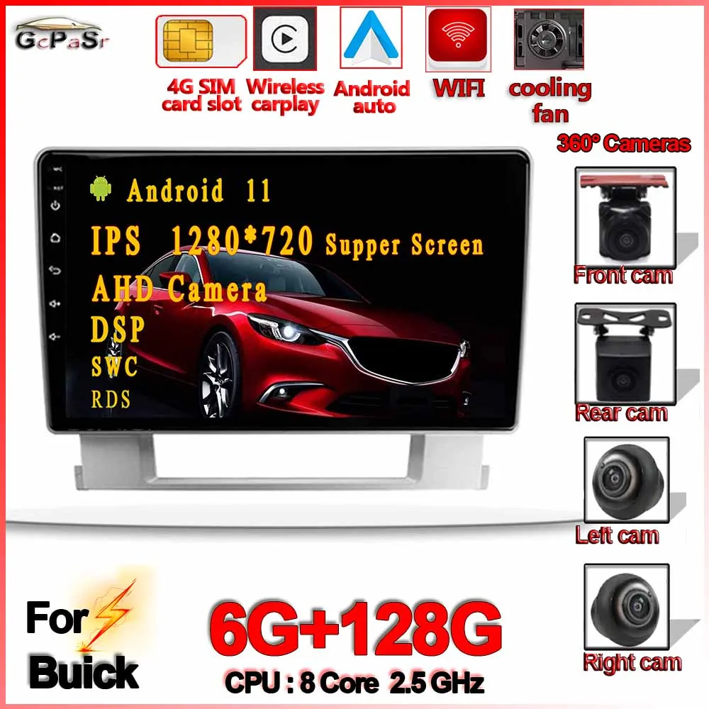1080P IPS экран 128G CARPLAY Android 11 автомобильный радиоплеер для Buick Excelle 2 2009 - 2015 Opel Astra J 2017