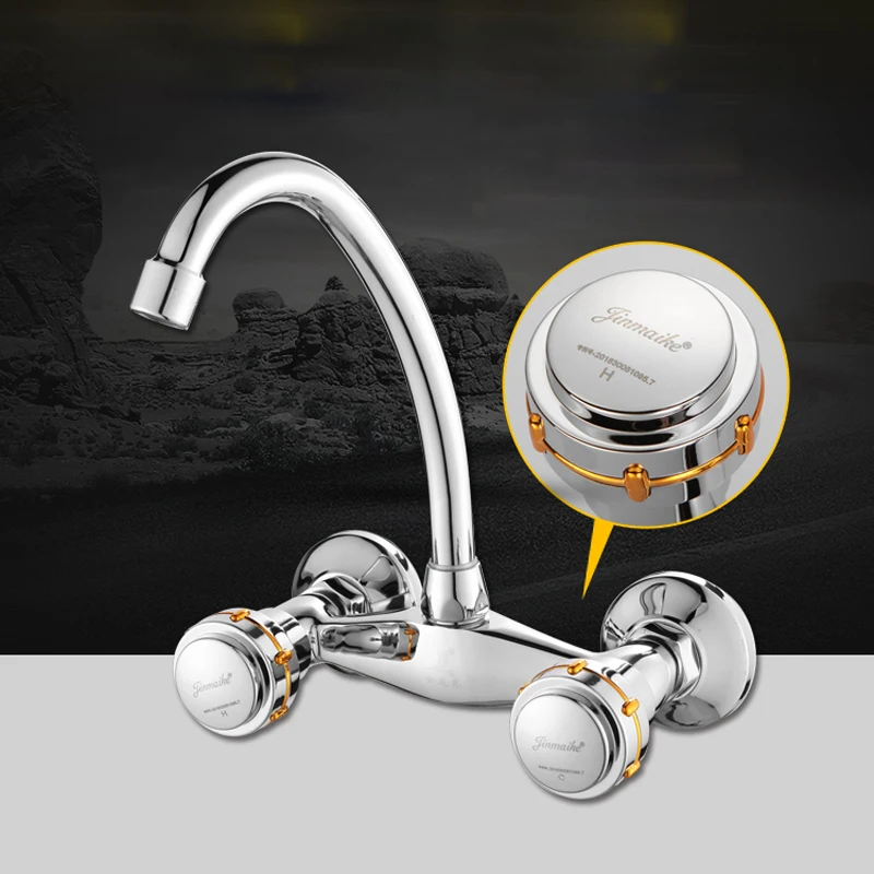 Kitchen Faucets Double Handle Single Hole Brass Faucet Wall Mounted Cold and Hot Water Mixer Kitchen Sink Washing Basin Tap
Kitchen Faucets Double Handle Single Hole Brass Faucet Wall Mounted Cold and Hot Water Mixer Kitchen Sink Washing Basin Tap