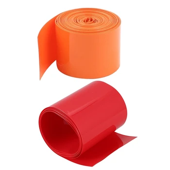 

WSFS Hot 2 Pcs PVC Heat Shrink Tubing for 18650 18500 Battery 5M 29.5mm Orange & 2Meters 85mm Red
