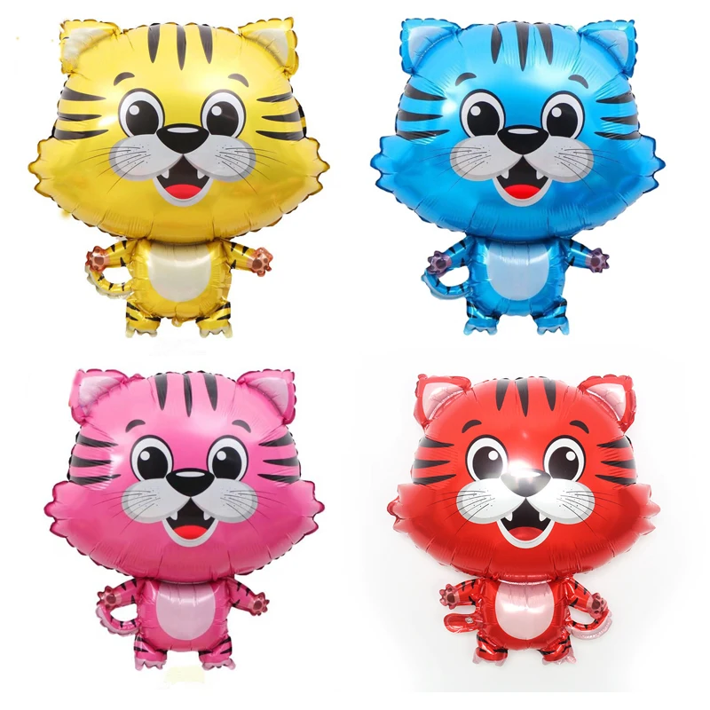 

4pcs Cartoon Tiger Balloons Jungle Forest Animal Foil Balloon Baby Shower Happy Birthday Party Decoration Kids Toy Helium Globos