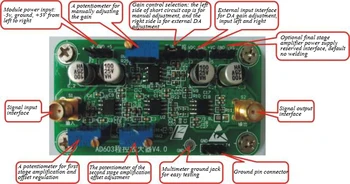 

AD603 Voltage Control Gain Amplifier Module VCA -20~60dB Gain Manual or External DA Program Control