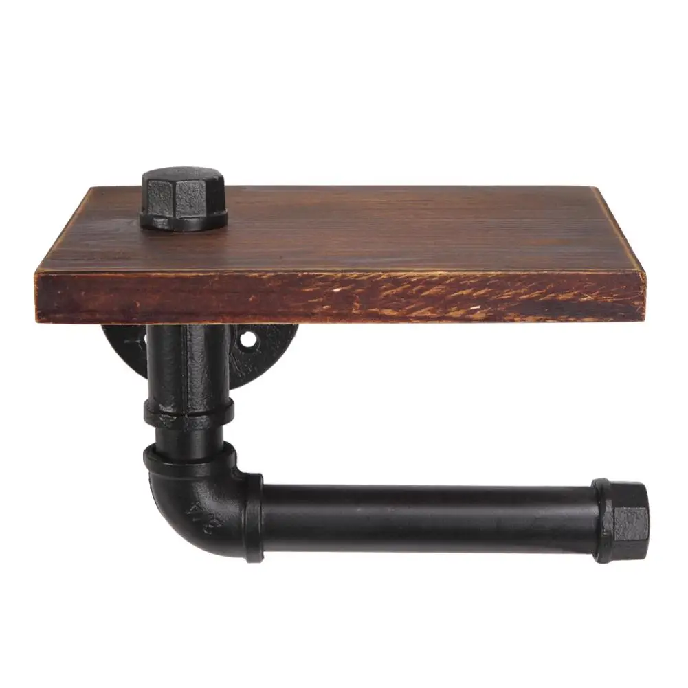 Toilet Paper Holder Black Cast Iron Wood Combined Retro Dark Brown Metal + Wood Shower Bathroom Toilet Towel Phone Paper Rack
Toilet Paper Holder Black Cast Iron Wood Combined Retro Dark Brown Metal + Wood Shower Bathroom Toilet Towel Phone Paper Rack