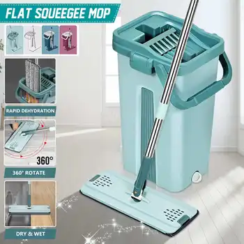 Flat Squeeze Mop and Bucket Hand-Free Wringing Floor Cleaning Mop Wet & Dry Usage Magic Automatic Spin Self Cleaning Lazy Mop
Flat Squeeze Mop and Bucket Hand-Free Wringing Floor Cleaning Mop Wet & Dry Usage Magic Automatic Spin Self Cleaning Lazy Mop