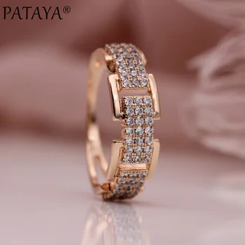 PATAYA New Arrivals Three Rows Round White Natural Zircon Rings Women Party Wedding 585 Rose Gold Concise Jewelry Accessories
PATAYA New Arrivals Three Rows Round White Natural Zircon Rings Women Party Wedding 585 Rose Gold Concise Jewelry Accessories