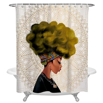 African Woman Female Mandala Yellow Hair Print Shower Curtain Waterproof Fabric Shower Curtains Large for Bathroom Curtains
African Woman Female Mandala Yellow Hair Print Shower Curtain Waterproof Fabric Shower Curtains Large for Bathroom Curtains