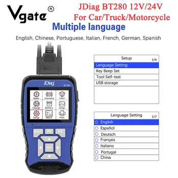 JDiag BT280 Code Reader 12V/24V For Car/Truck/Motorcycle Car Bettery Tester Diagnostic Tool BT280 Automotive Battery Analyzer
JDiag BT280 Code Reader 12V/24V For Car/Truck/Motorcycle Car Bettery Tester Diagnostic Tool BT280 Automotive Battery Analyzer