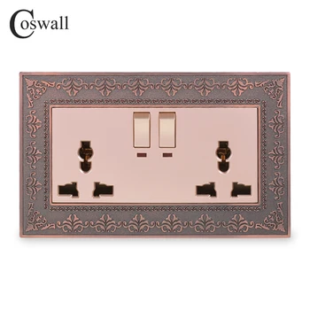 Coswall 2 Gang 13A Universal Switched Socket With Neon Embossing Retro Zinc Alloy Metal Panel Wall Power UK Outlet Gold Color
Coswall 2 Gang 13A Universal Switched Socket With Neon Embossing Retro Zinc Alloy Metal Panel Wall Power UK Outlet Gold Color