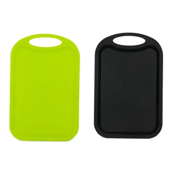2pcs Plastic Chopping Block Meat Vegetable Cutting Board Non-Slip Anti Overflow with Hang Hole - Black & Green 
2pcs Plastic Chopping Block Meat Vegetable Cutting Board Non-Slip Anti Overflow with Hang Hole - Black & Green