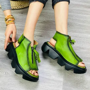 Green Platform Gladiator Sandals Women Genuine Leather Shoes 2020 New Summer Retro Zip Casual Wedges Candy Color Ladies Sandals 
Green Platform Gladiator Sandals Women Genuine Leather Shoes 2020 New Summer Retro Zip Casual Wedges Candy Color Ladies Sandals