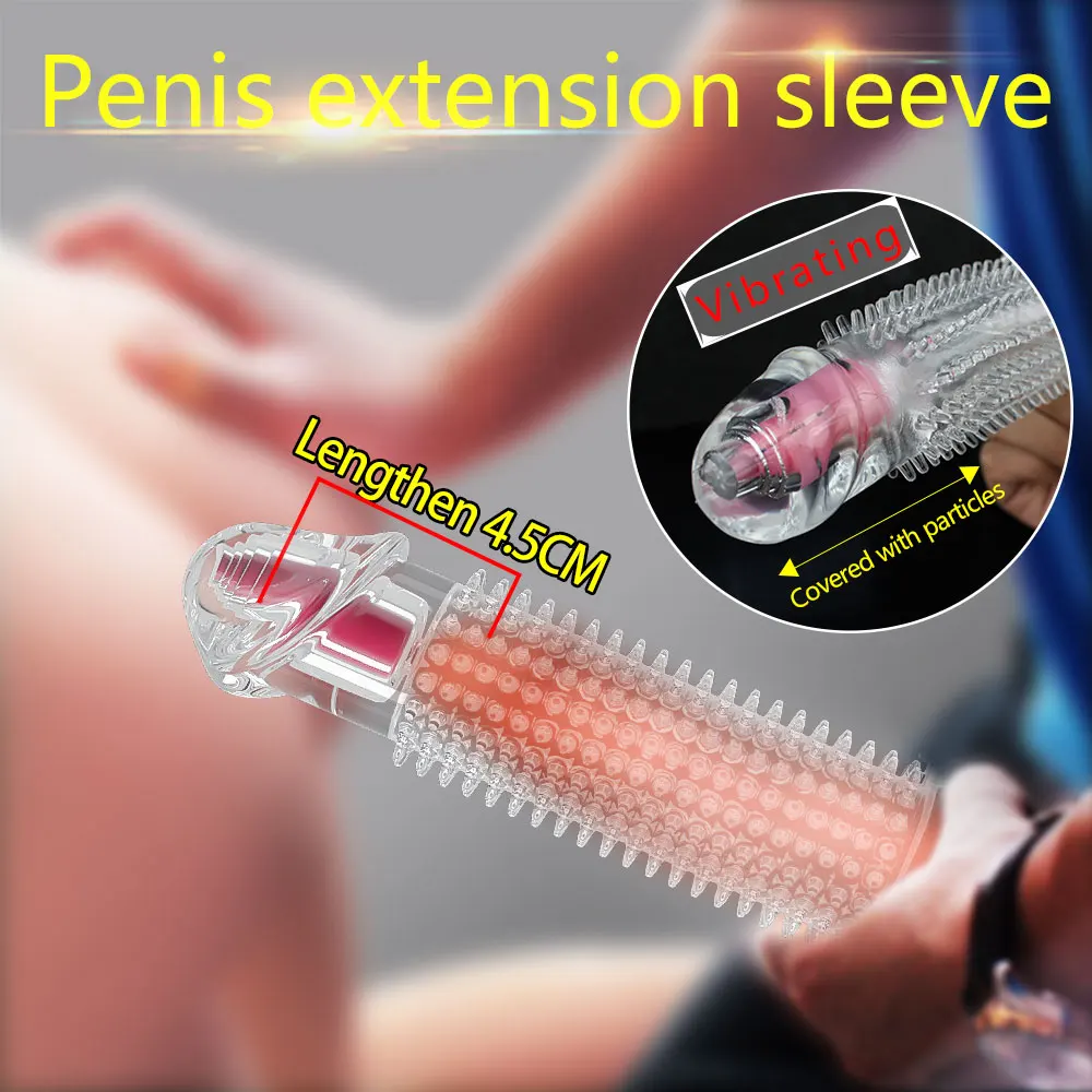 Penis Vibrator Extender Sleeve Delay Condom Enlargement Ring Dick Pump Enhancement Tools Glans Massager Adult Sex Toys For Men | Красота и
