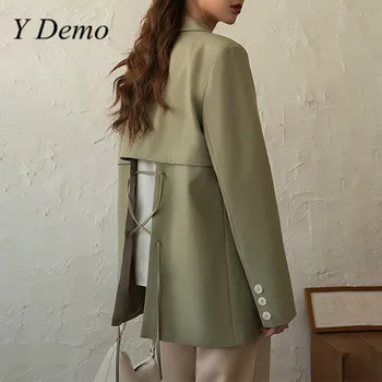 Y Demo Elegant Backless Lace Up Blazer Women Casual Green Buttons Outerwear Jacket Female 2020 New
Y Demo Elegant Backless Lace Up Blazer Women Casual Green Buttons Outerwear Jacket Female 2020 New