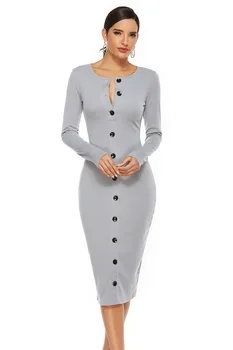 Women Bodycon Dresses Casual Stretwear Knit Button Dress Winter Autumn DressParty Elegant Warm Long Sleeve Stretchy Midi Dress 
Women Bodycon Dresses Casual Stretwear Knit Button Dress Winter Autumn DressParty Elegant Warm Long Sleeve Stretchy Midi Dress