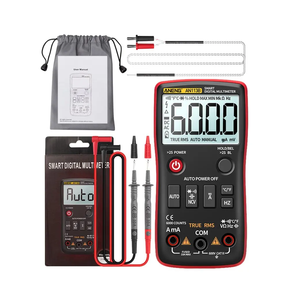AN113B 6000 Count Multimeter Tester Fully Intelligent Automatic Range Digital Multimeter Transistor Voltmeter
AN113B 6000 Count Multimeter Tester Fully Intelligent Automatic Range Digital Multimeter Transistor Voltmeter