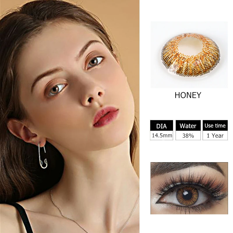 1 Pair Fantasy-Sandy Natural series Colored Contact Lens Yearly Use Cosmetic Contact Lenses Eye Color HONEY GREEN BLUE PURPLE
1 Pair Fantasy-Sandy Natural series Colored Contact Lens Yearly Use Cosmetic Contact Lenses Eye Color HONEY GREEN BLUE PURPLE