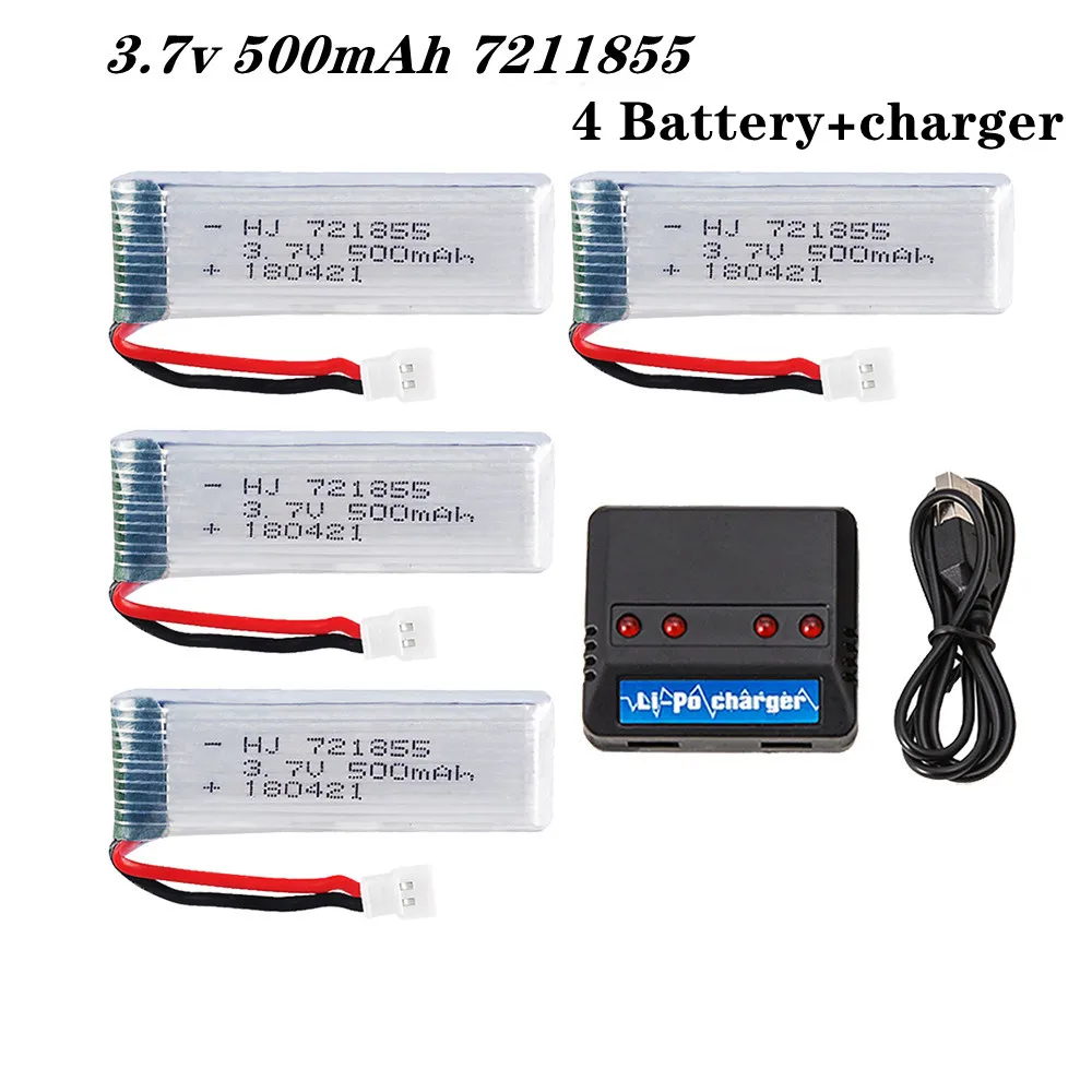 

4PCS 3.7V 500mAh Lipo Battery 721855 for Udi U815A U818A U819A L6052 L6036 V212 V222 H07 for H37 V929 V959 V930 V966 V977 X20