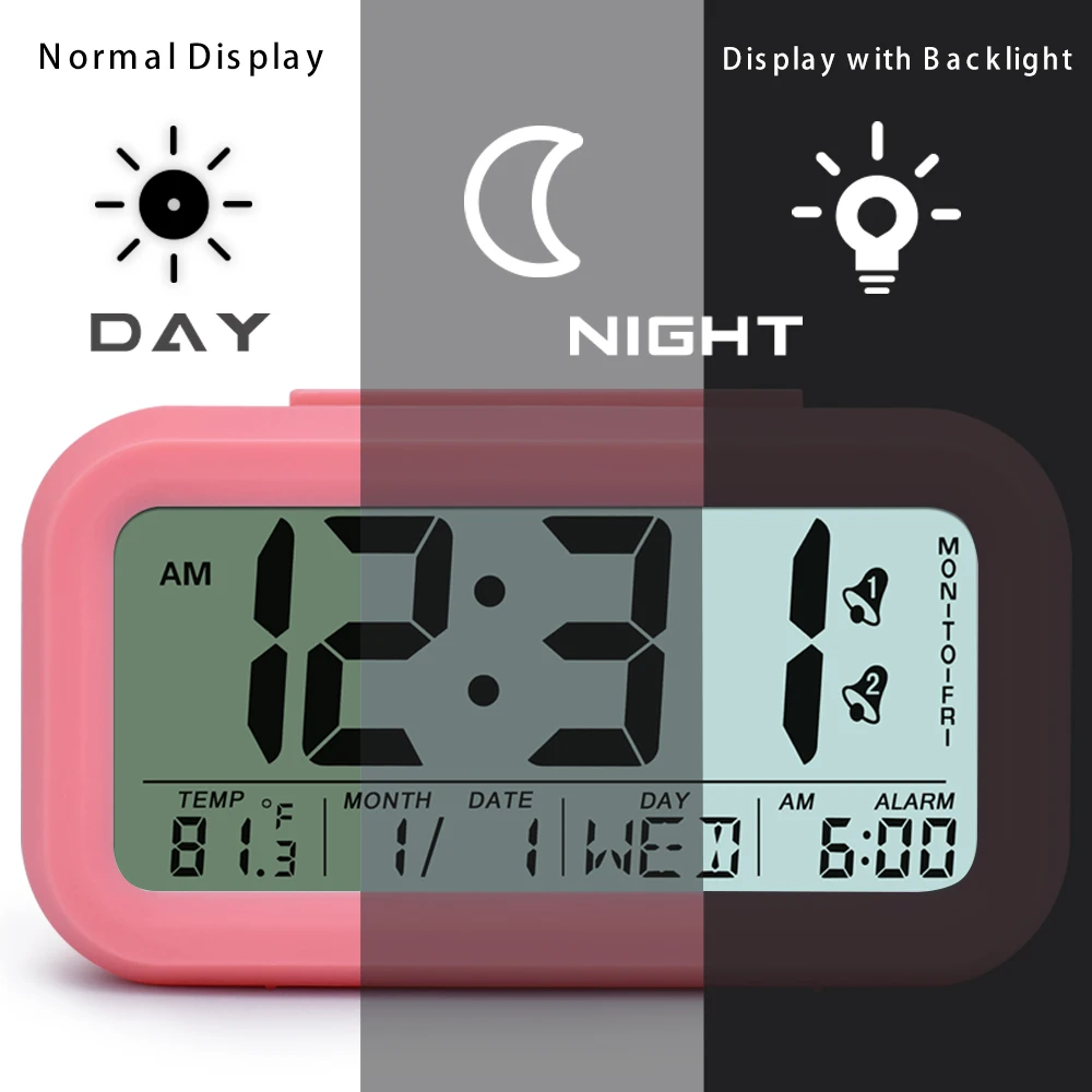 TXL LCD Digital Alarm Clock Snooze Electronic Travel Clock Light Sensor Desk Clock TEMP Date Calendar Nightlight Table Clock
TXL LCD Digital Alarm Clock Snooze Electronic Travel Clock Light Sensor Desk Clock TEMP Date Calendar Nightlight Table Clock