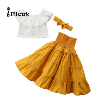 Imcute Toddler Kids Baby Girls Off Shoulder Ruffle Top Shirt Elastic Waist Skirt 3Pcs Solid Summer Outfit Set Clothes 2-7T
Imcute Toddler Kids Baby Girls Off Shoulder Ruffle Top Shirt Elastic Waist Skirt 3Pcs Solid Summer Outfit Set Clothes 2-7T