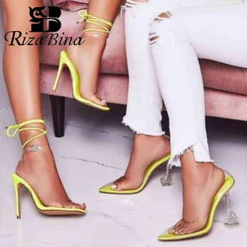 RizaBina Size 34-50 Women Sandals Shoes Pu Leather Sexy Thin High Heels Shoes Women Fashion Solid Color Lace Up Lady Footwear 
RizaBina Size 34-50 Women Sandals Shoes Pu Leather Sexy Thin High Heels Shoes Women Fashion Solid Color Lace Up Lady Footwear