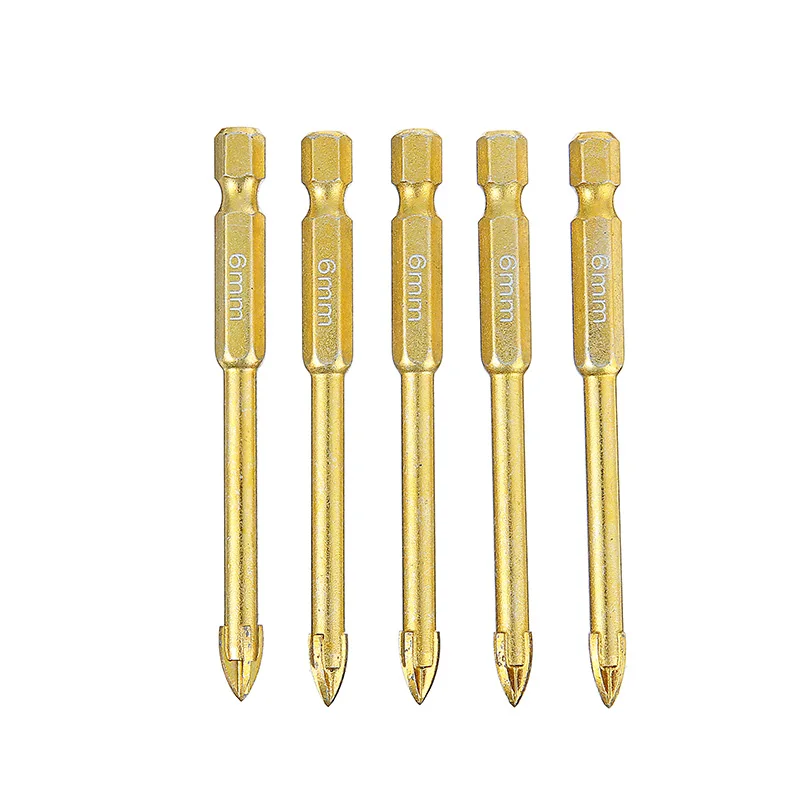 5pcs Glass Ceramic Drill Bits Carbide Hole Cutter Drill Bits Cross Spear Head for DIY Tile Marble Glass Drilling 6mm Hex Shank
5pcs Glass Ceramic Drill Bits Carbide Hole Cutter Drill Bits Cross Spear Head for DIY Tile Marble Glass Drilling 6mm Hex Shank