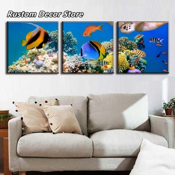 Modern Home Wall Art Decor Frame Modular Picture 3 Pieces Undersea World Animals Colorful Fishes Canvas Painting For Living Room
Modern Home Wall Art Decor Frame Modular Picture 3 Pieces Undersea World Animals Colorful Fishes Canvas Painting For Living Room