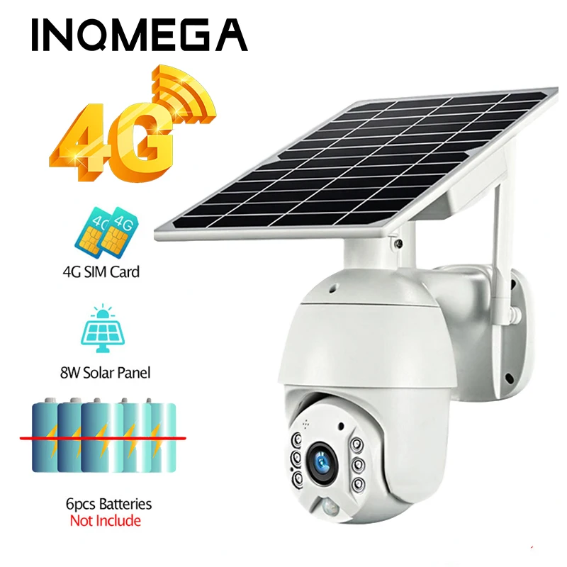 INQMEGA 1080P HD 4G Wifi Low Power Solar Camera Dual Audio Voice Intrusion Alarm Panel Outdoor Monitoring Waterproof Cam | Безопасность