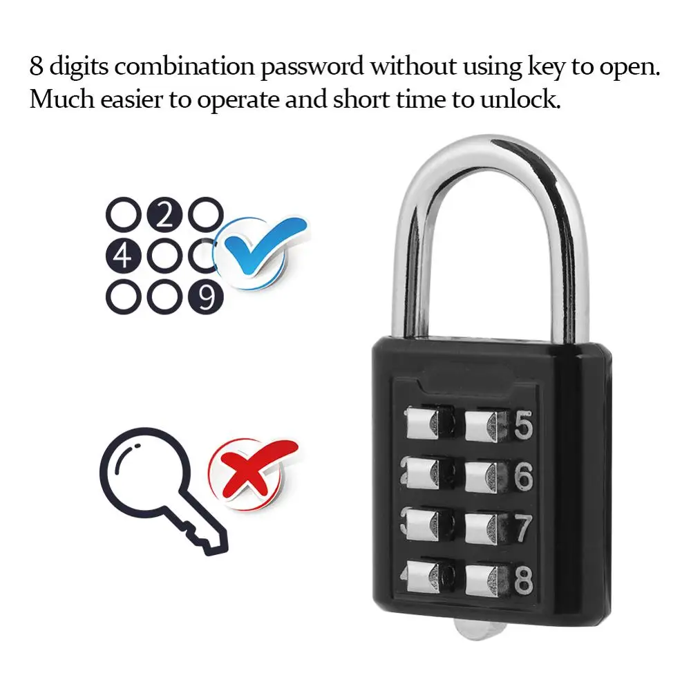 8 Dial Digit Password Combination Padlock Zinc Alloy Suitcase Luggage Code Lock Mini Coded Keyed Anti-Theft Locks Cijfersloten
8 Dial Digit Password Combination Padlock Zinc Alloy Suitcase Luggage Code Lock Mini Coded Keyed Anti-Theft Locks Cijfersloten