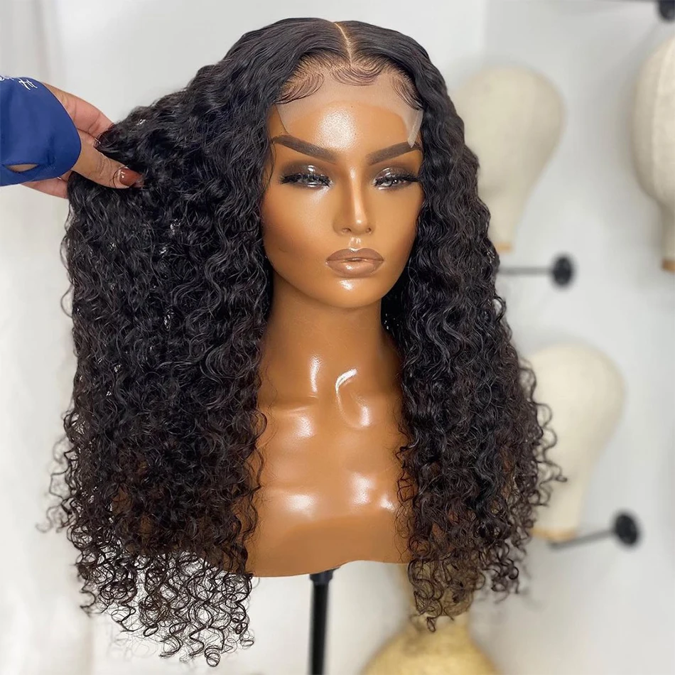 Фото Кудрявые передние парики на сетке синтетические для чернокожих женщин черные с