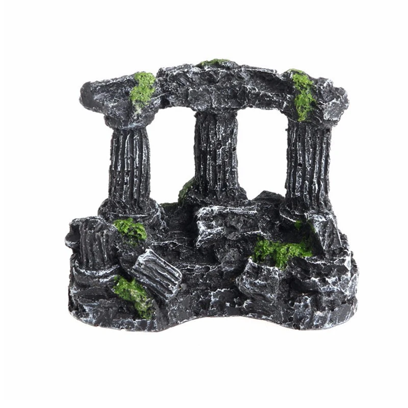 4 Resin Aquarium Roman Column Decoration Aquatic Artificial Ancient Ruins Column Decoration Fish Tank Stone Cave Rock Decor