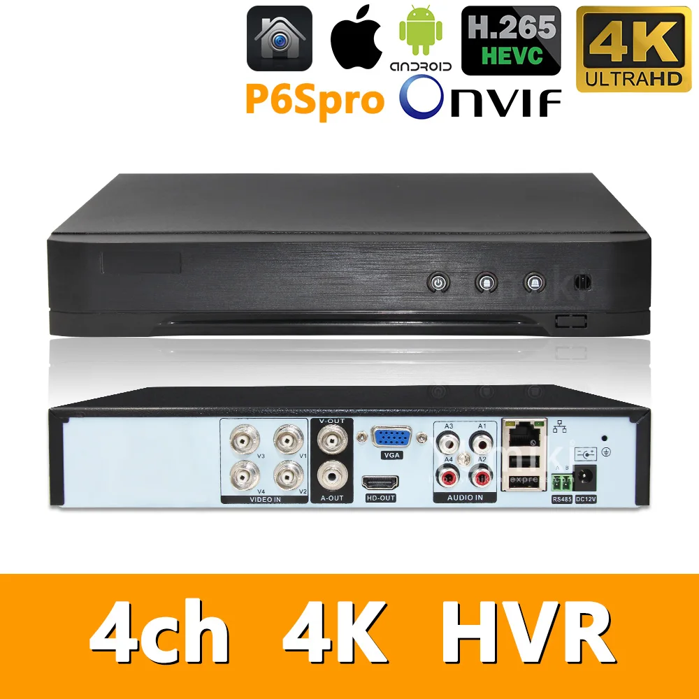 5in1 Real H.265 4ch 8M-N/4K HVR Security CCTV hybrid video recorder DVR P2P P6Spro support AHD/TVI/CVI/CVBS/IP cameras ONVIF
5in1 Real H.265 4ch 8M-N/4K HVR Security CCTV hybrid video recorder DVR P2P P6Spro support AHD/TVI/CVI/CVBS/IP cameras ONVIF