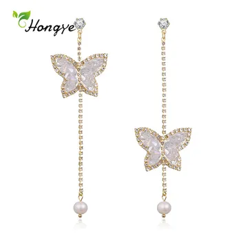 Hongye Luxury Zircon Asymmetry Butterfly Long Tassel Natural Pearl Drop Earrings for Women Girl Fashion Jewelry Brincos 2020
Hongye Luxury Zircon Asymmetry Butterfly Long Tassel Natural Pearl Drop Earrings for Women Girl Fashion Jewelry Brincos 2020
