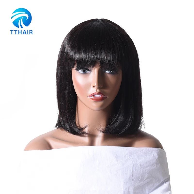 TTHAIR Short Human Hair Bob Wigs With Fringe Bangs Brown Elastic Cap Remy 150% Full Machine Wig Glueless Human Hair Wig
TTHAIR Short Human Hair Bob Wigs With Fringe Bangs Brown Elastic Cap Remy 150% Full Machine Wig Glueless Human Hair Wig