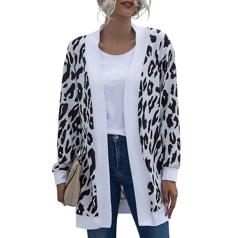 Autumn Spring Women eopard Print Sweater Long Cardigan Casual Scarf Collar Leopard Print Knitted Cardigan Jacket
Autumn Spring Women eopard Print Sweater Long Cardigan Casual Scarf Collar Leopard Print Knitted Cardigan Jacket