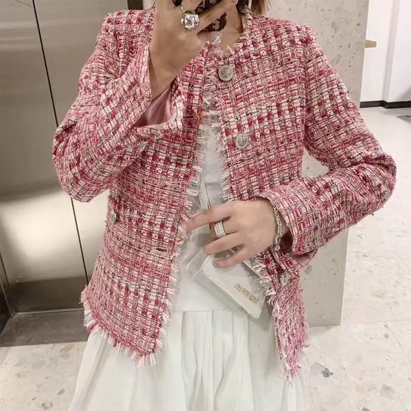 Autumn Winter Women Tweed Jacket Outwear Long Sleeve Slim Wool Blends Jacket Fashion Short Woolen Blends Coat
Autumn Winter Women Tweed Jacket Outwear Long Sleeve Slim Wool Blends Jacket Fashion Short Woolen Blends Coat