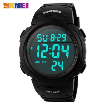 SKMEI Outdoor Sport Watch Men Big Dial Fashion Simple Watches Calendar PU Strap 5Bar Waterproof Digital Watch Reloj Hombre 1068