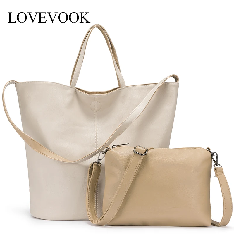 Фото LOVEVOOK bag set 2 pcs women handbag shoulder female large totes bags foldable soft PU leather crossbody for 2019 | Багаж и сумки