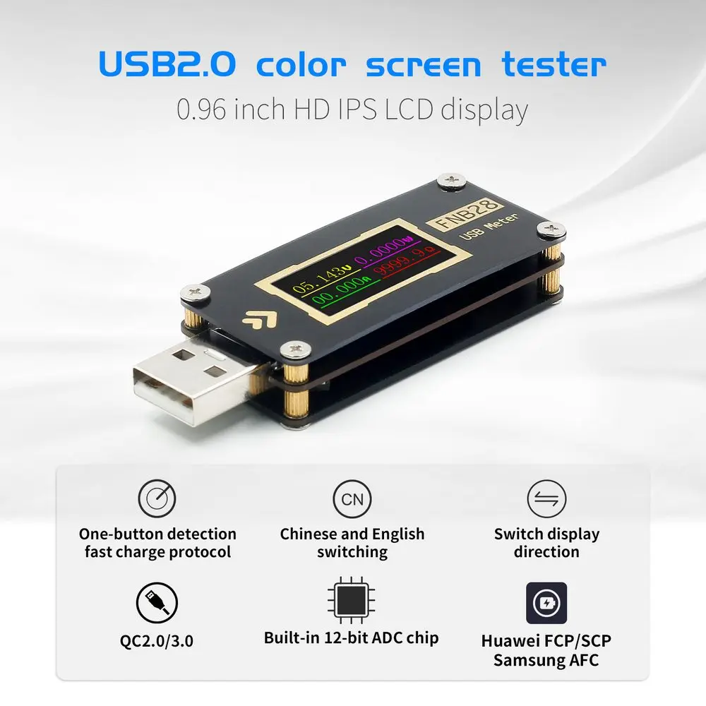 USB Tester FNB38 Current and Voltage Meter QC2.0/QC3.0/FCP/SCP/AFC Fast Charging Protocol Trigger Capacity Test
USB Tester FNB38 Current and Voltage Meter QC2.0/QC3.0/FCP/SCP/AFC Fast Charging Protocol Trigger Capacity Test