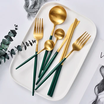 Stainless Steel Luxury Green Cutlery Eco Friendly Portable Spoon Travel Cutlery Fork Knife Set Bestek Nordic Tableware II50DCSTZ
Stainless Steel Luxury Green Cutlery Eco Friendly Portable Spoon Travel Cutlery Fork Knife Set Bestek Nordic Tableware II50DCSTZ