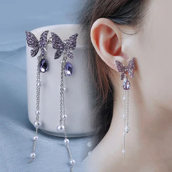 Korean Shiny Butterfly Crystal Drop Earrings For Women Elegant Pearl Tassel Dangle Earring 2020 Brincos Female Fashion Jewelry
Korean Shiny Butterfly Crystal Drop Earrings For Women Elegant Pearl Tassel Dangle Earring 2020 Brincos Female Fashion Jewelry