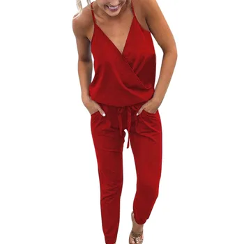Sleeveless Rompers Womens Jumpsuit Solid Color Bodycon Backless Jumpsuits Women Sexy Party Casual V-neck Female Overalls 
Sleeveless Rompers Womens Jumpsuit Solid Color Bodycon Backless Jumpsuits Women Sexy Party Casual V-neck Female Overalls