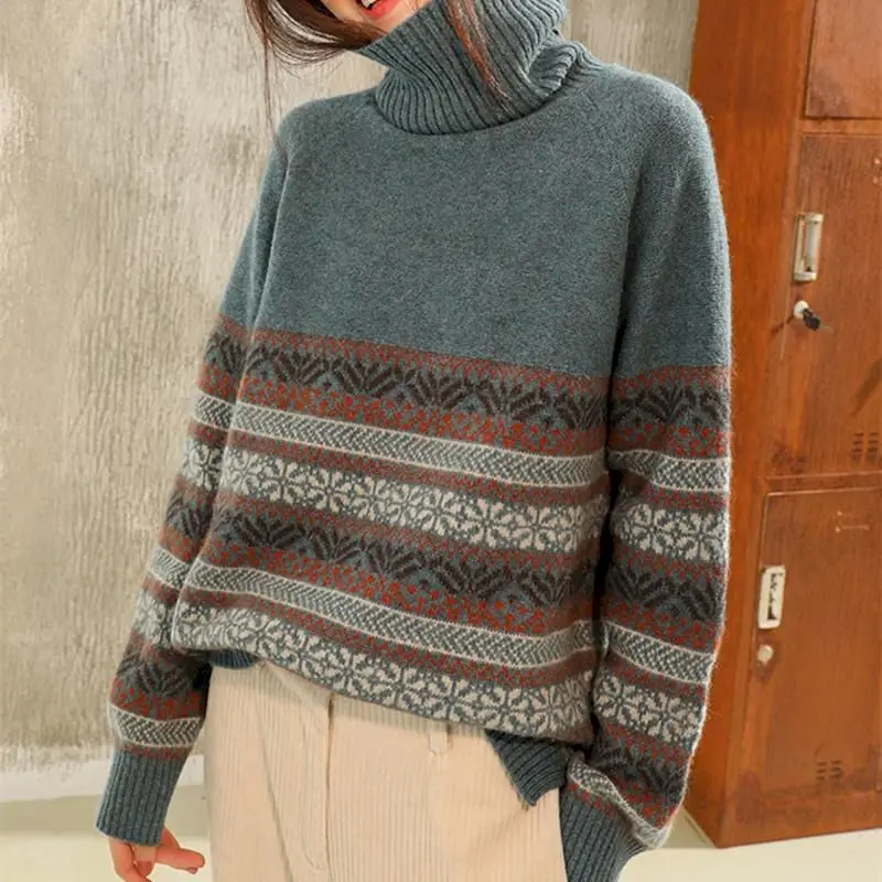Thick High Neck Pullover Women Sweater Autumn Winter 2020 New Style Jacquard Jumper Soft Warm Knitted Pullover Femme Tracksuit
Thick High Neck Pullover Women Sweater Autumn Winter 2020 New Style Jacquard Jumper Soft Warm Knitted Pullover Femme Tracksuit
