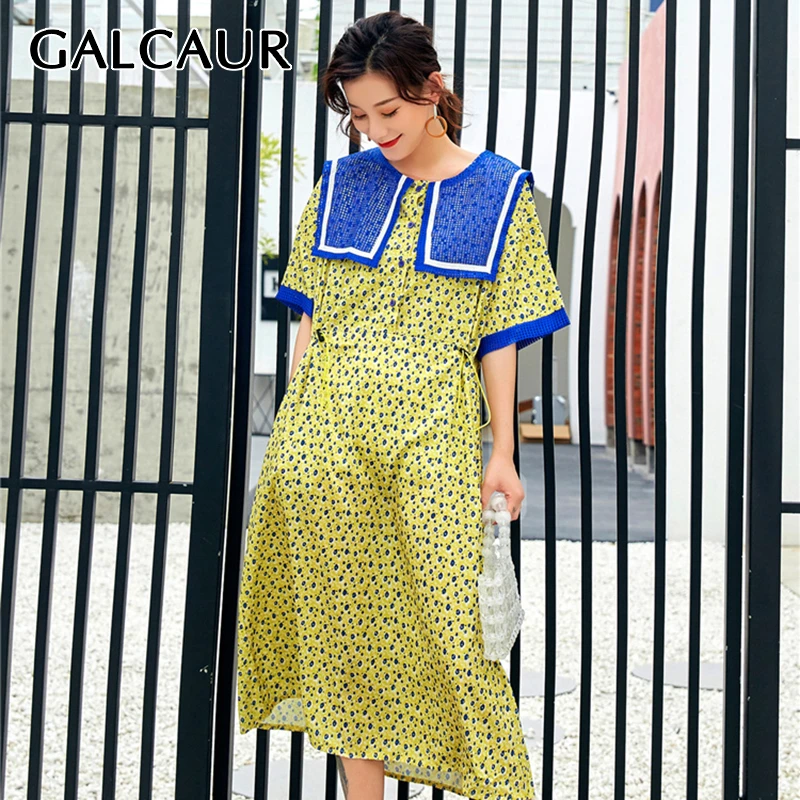 GALCAUR Hollow Out Print Dress Female Peter Pan Collar Short Sleeve Hit Colour Drawstring Dresses For Women 2019 Summer New
GALCAUR Hollow Out Print Dress Female Peter Pan Collar Short Sleeve Hit Colour Drawstring Dresses For Women 2019 Summer New