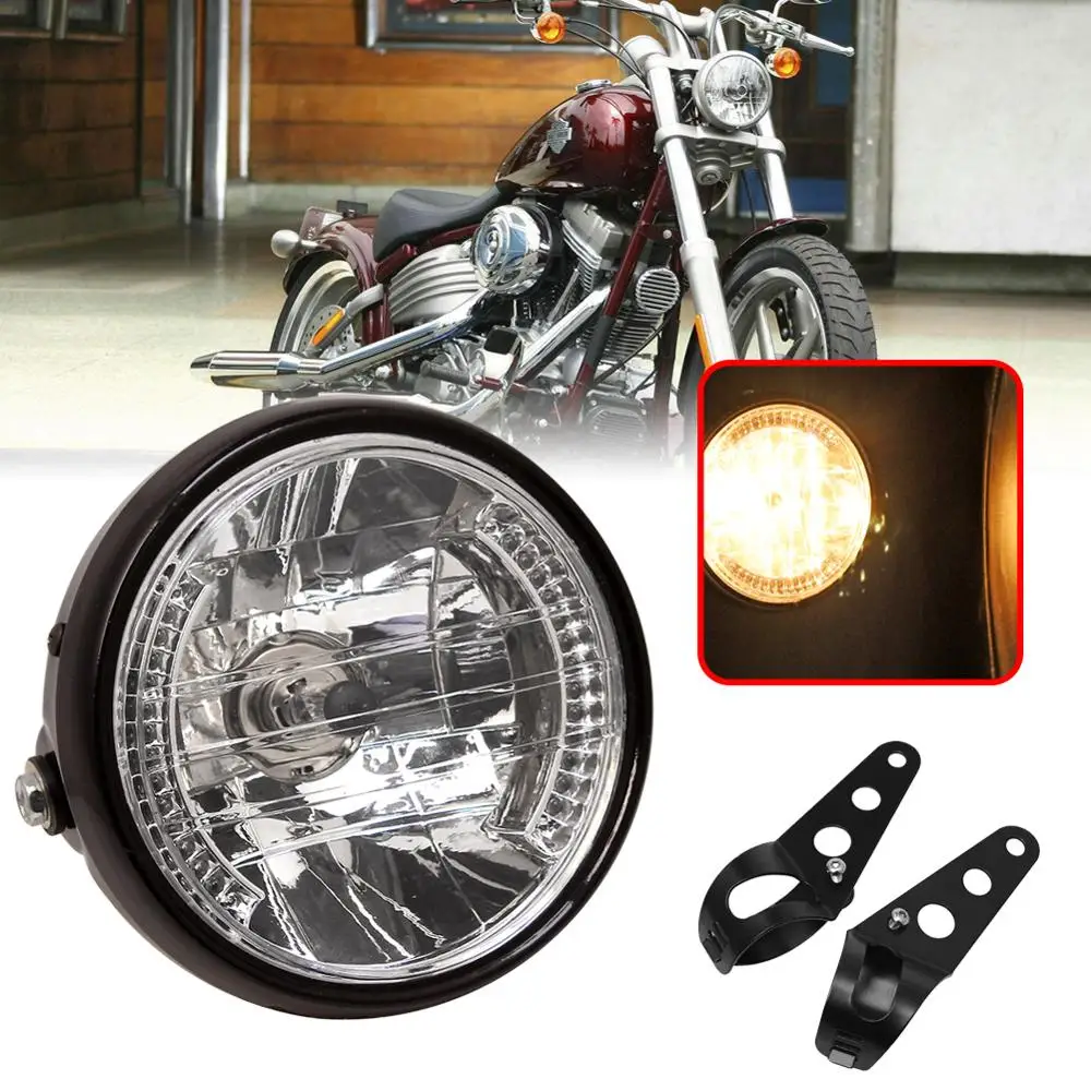 Universal 7" 12v Motorcycle Round Headlight Turn Signal light + Mount Bracket For Harley Bobber Honda Yamaha Kawasaki Cafe Racer
Universal 7" 12v Motorcycle Round Headlight Turn Signal light + Mount Bracket For Harley Bobber Honda Yamaha Kawasaki Cafe Racer