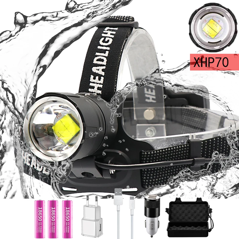 12000LM XHP70 Super bright light led Headlamp USB rechargeable Fishing Camping Zoomable High power headlamp Use 16850 batteries
12000LM XHP70 Super bright light led Headlamp USB rechargeable Fishing Camping Zoomable High power headlamp Use 16850 batteries