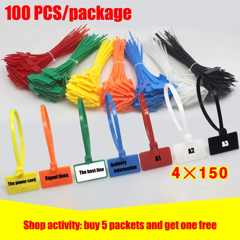 100PCS nylon Label binding band 4*150 wire harness width binding band plastic fixed binding band The wire marks the signs
100PCS nylon Label binding band 4*150 wire harness width binding band plastic fixed binding band The wire marks the signs