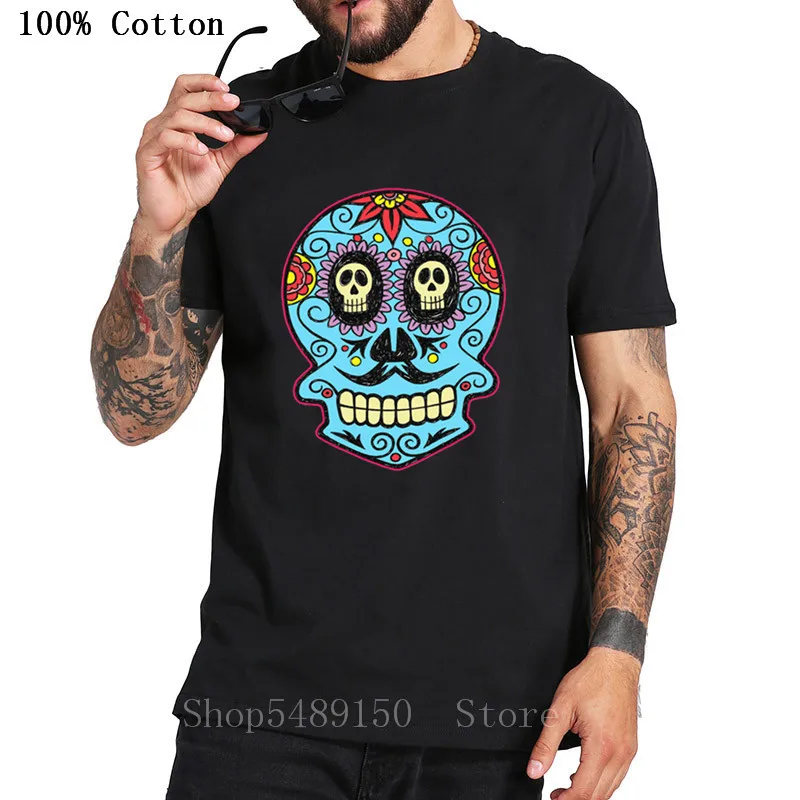 Фото Хипстерские футболки с рисунком ужасов скелета Мужская футболка на день
