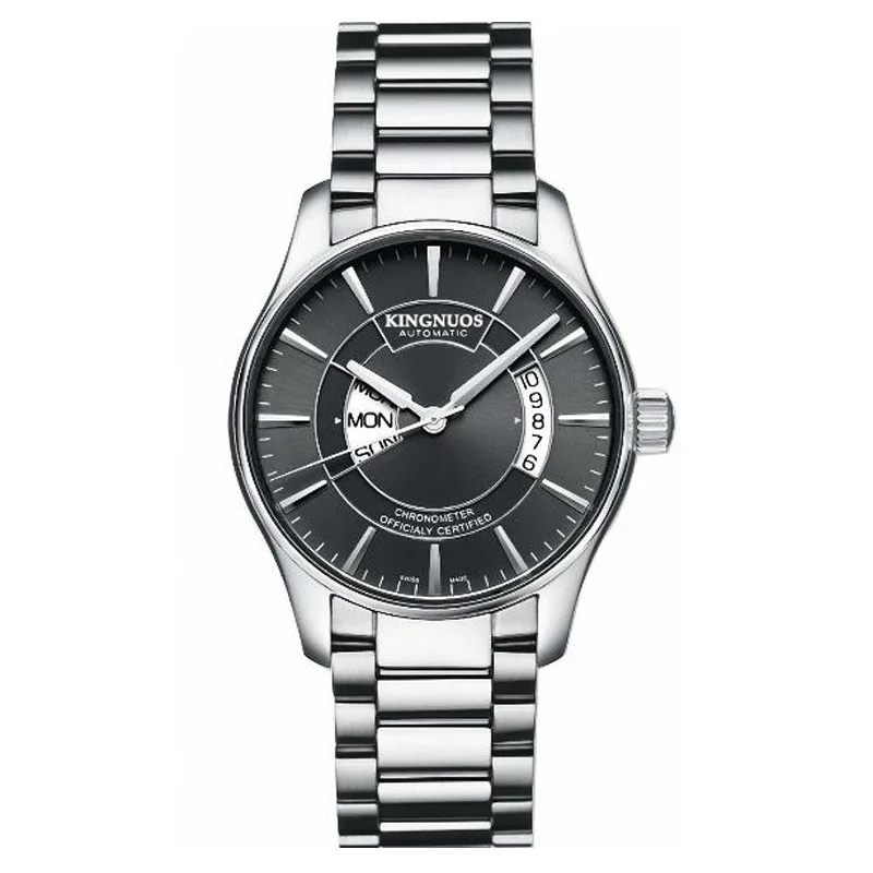 Фото KINGNUOS Reloj Hombre 2019 Luxury Brand Waterproof Steel Belt Calendar High-grade Men's Quartz Watches Relogio Masculino | Наручные