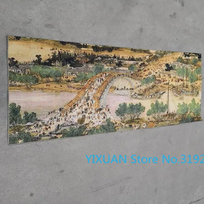 Antique religious embroidery Tangka weaving embroidery landscape figures Qingming River brocade hanging painting
Antique religious embroidery Tangka weaving embroidery landscape figures Qingming River brocade hanging painting