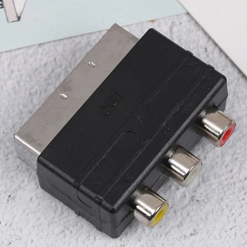 Scart to 3 RCA S-video Adapter Composite RCA SVHS AV TV Audio Converter RGB Projector AV Cables -- KOQZM Combination Male-female