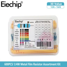 600pcs 1/4W Metal Film Resistor kit set 30 Values resistors pack 10R~1M Set of resistors electron Kit DIY Box 1K 10K 100K ohm
600pcs 1/4W Metal Film Resistor kit set 30 Values resistors pack 10R~1M Set of resistors electron Kit DIY Box 1K 10K 100K ohm