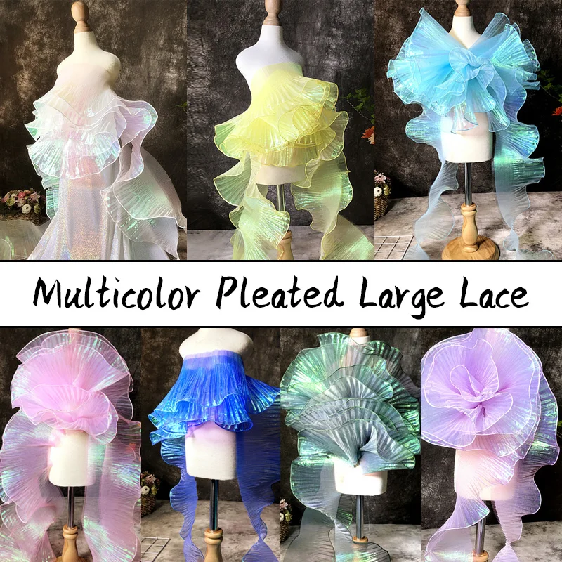 

1M Pleated Lace Trim Ruffle Folds Transparent Luster Organza DIY Patchwork Decor Collar Mermaid Skirt Dress Designer Accessories